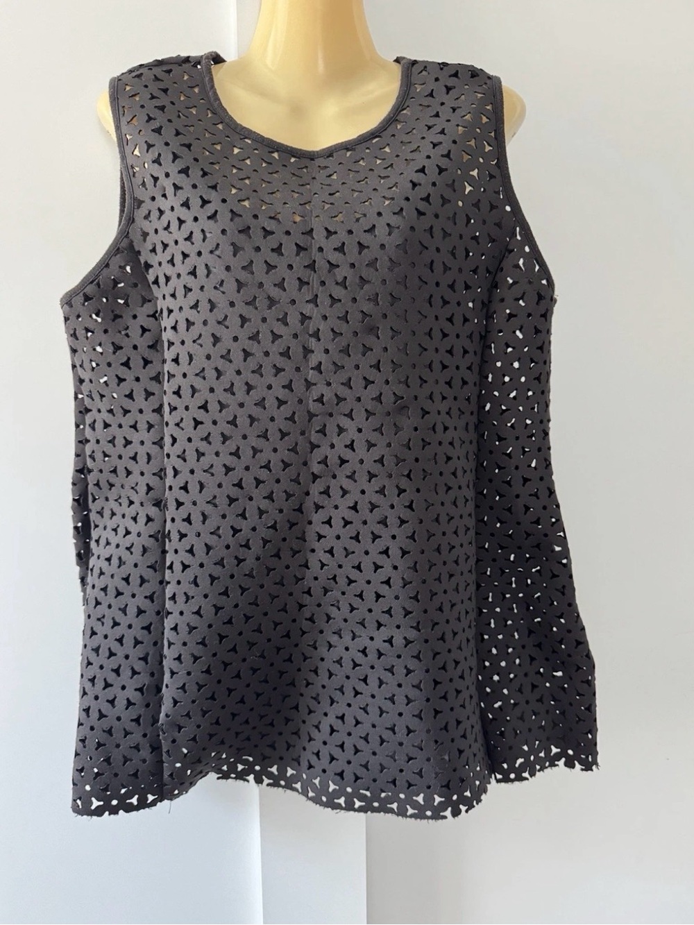 Alfani Black Laser-Cut Sleeveless Tank Top